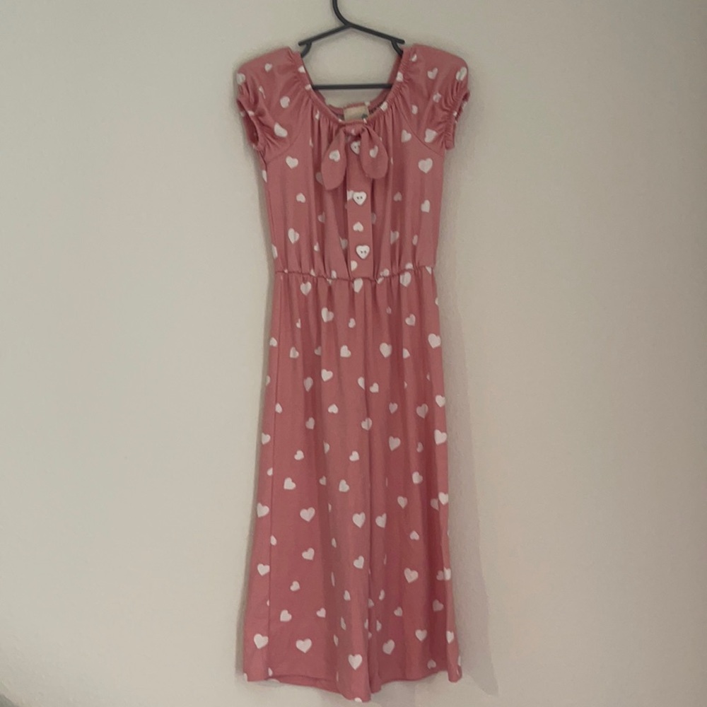 Lily Bleu girls pink and white jumpsuit 4T